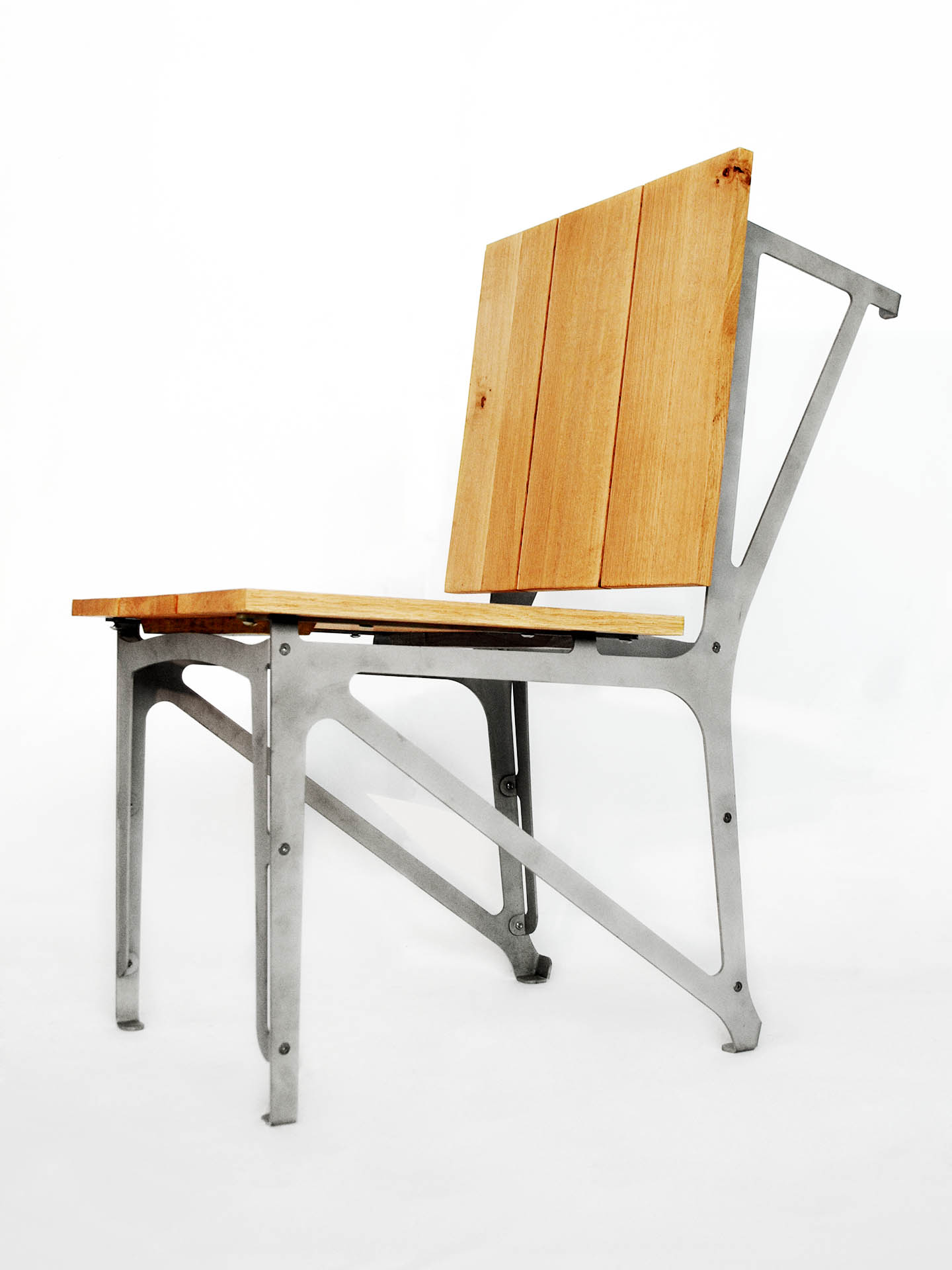 chaise inox et chêne, réversible, design C-Cube